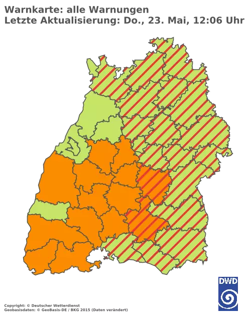 Aktuelle Wetterwarnungen für  Rhein-Neckar-Kreis und Stadt Heidelberg